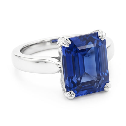 Natural Real ( Not Lab Grown )  Emerald Solitaire Blue Sapphire Ring 3 Carats Prong Set