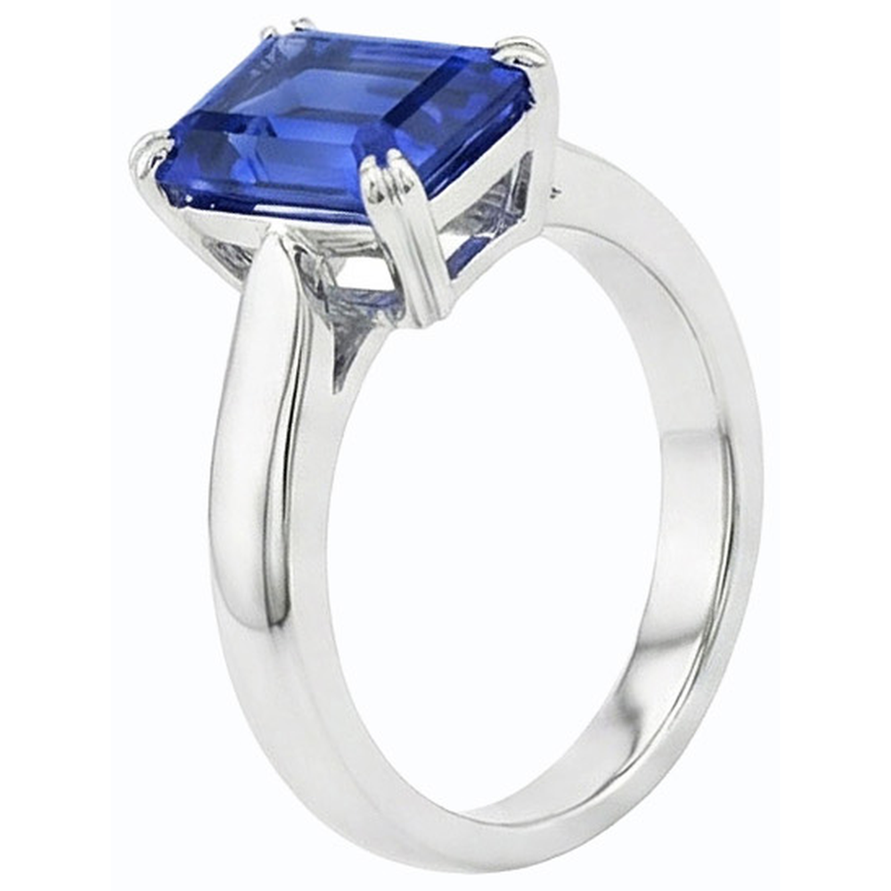 Natural Real ( Not Lab Grown )  Emerald Solitaire Blue Sapphire Ring 3 Carats Prong Set