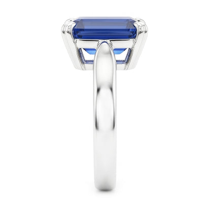 Natural Real ( Not Lab Grown )  Emerald Solitaire Blue Sapphire Ring 3 Carats Prong Set