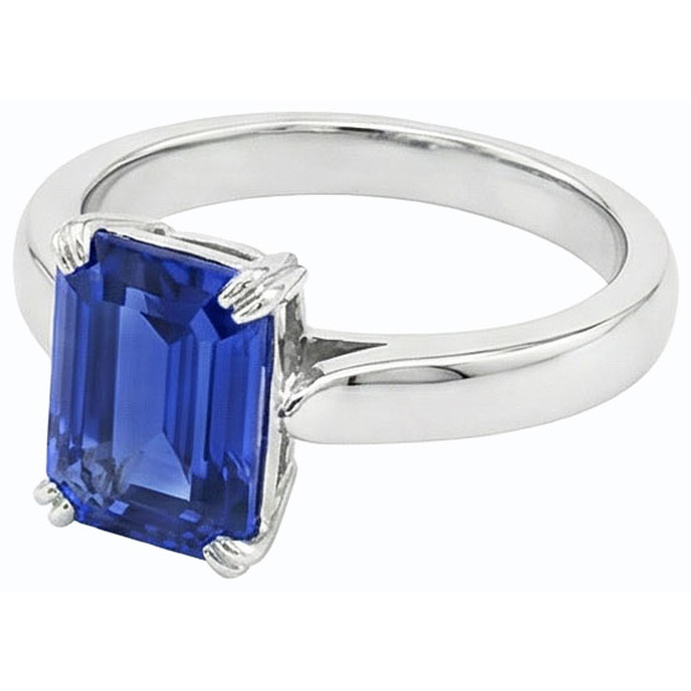 Natural Real ( Not Lab Grown )  Emerald Solitaire Blue Sapphire Ring 3 Carats Prong Set