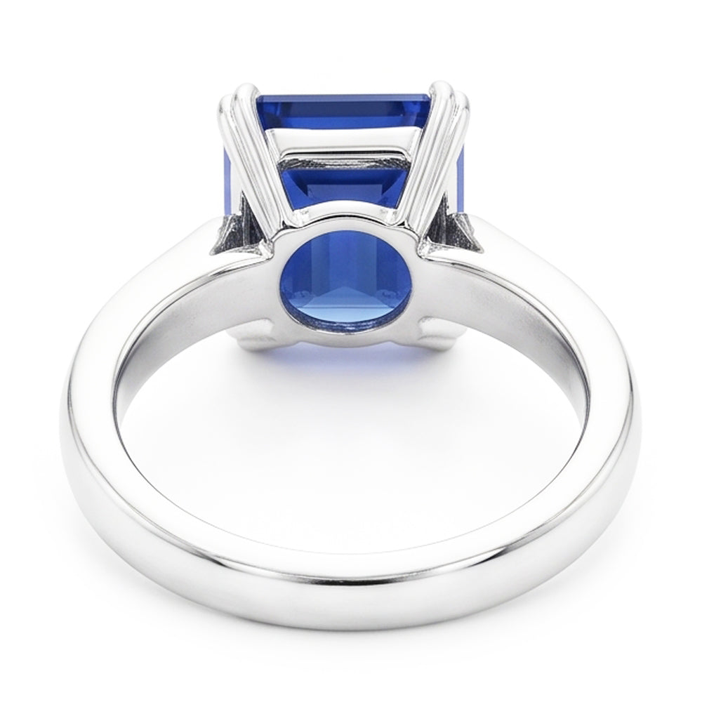 Natural Real ( Not Lab Grown )  Emerald Solitaire Blue Sapphire Ring 3 Carats Prong Set