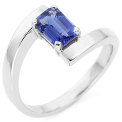 Natural Real ( Not Lab Grown )  Emerald Solitaire Ceylon Sapphire Ring Tension Style 1.50 Carats