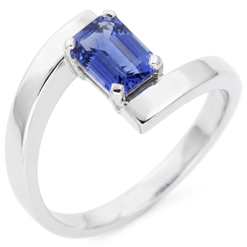 Natural Real ( Not Lab Grown )  Emerald Solitaire Ceylon Sapphire Ring Tension Style 1.50 Carats