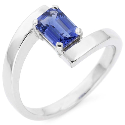 Natural Real ( Not Lab Grown )  Emerald Solitaire Ceylon Sapphire Ring Tension Style 1.50 Carats