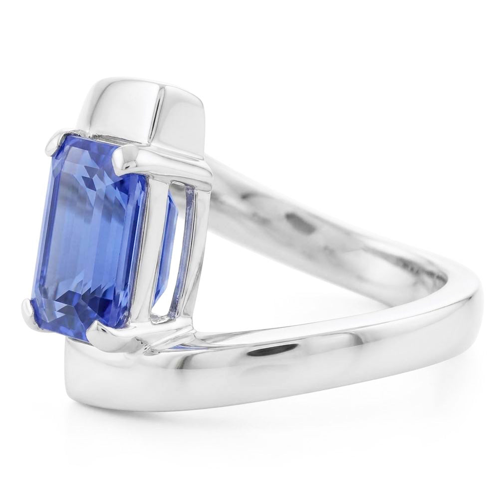 Natural Real ( Not Lab Grown )  Emerald Solitaire Ceylon Sapphire Ring Tension Style 1.50 Carats