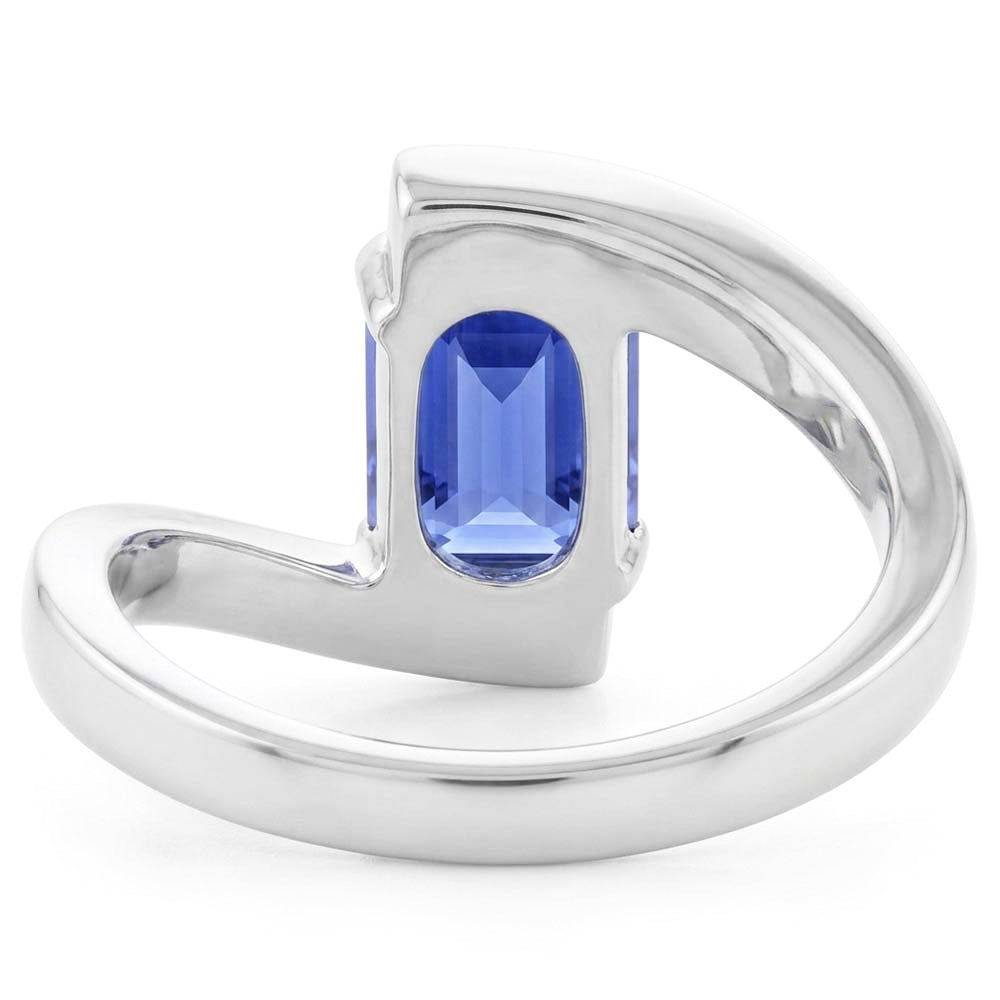 Natural Real ( Not Lab Grown )  Emerald Solitaire Ceylon Sapphire Ring Tension Style 1.50 Carats