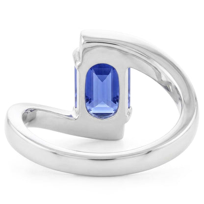 Natural Real ( Not Lab Grown )  Emerald Solitaire Ceylon Sapphire Ring Tension Style 1.50 Carats