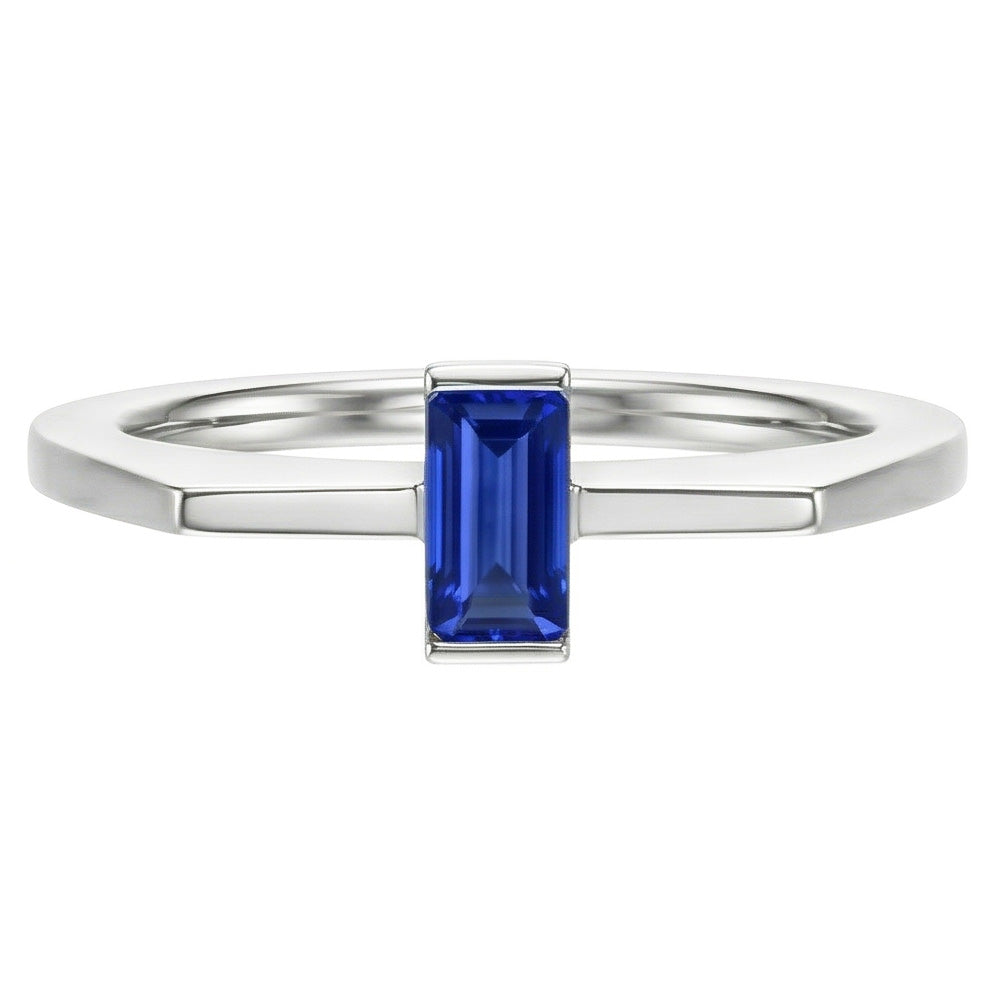 Natural Real ( Not Lab Grown )  Emerald Solitaire Fancy Ring Ceylon Sapphire Bar Set Gold 14K