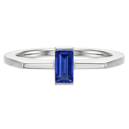 Natural Real ( Not Lab Grown )  Emerald Solitaire Fancy Ring Ceylon Sapphire Bar Set Gold 14K