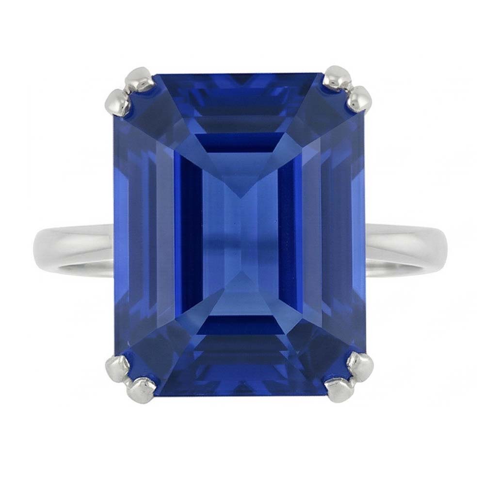 Natural Real ( Not Lab Grown )  Emerald Solitaire Ring Sri Lankan Sapphire 2.50 Carats Basket Set