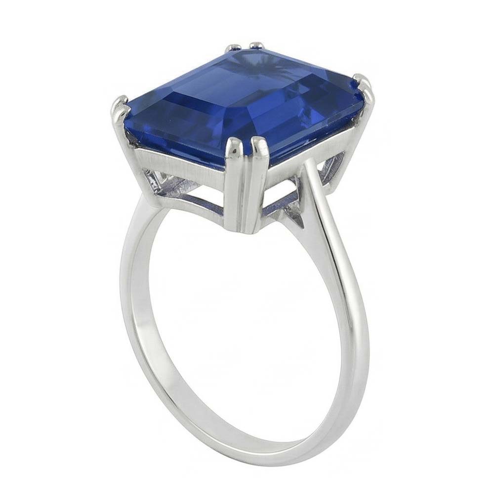 Natural Real ( Not Lab Grown )  Emerald Solitaire Ring Sri Lankan Sapphire 2.50 Carats Basket Set