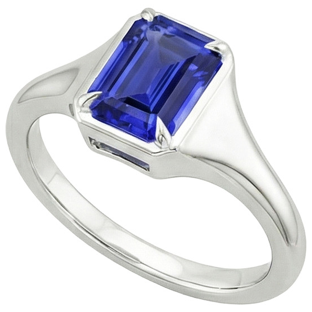 Natural Real ( Not Lab Grown )  Emerald Solitaire Ring Sri Lankan Sapphire 3 Carats