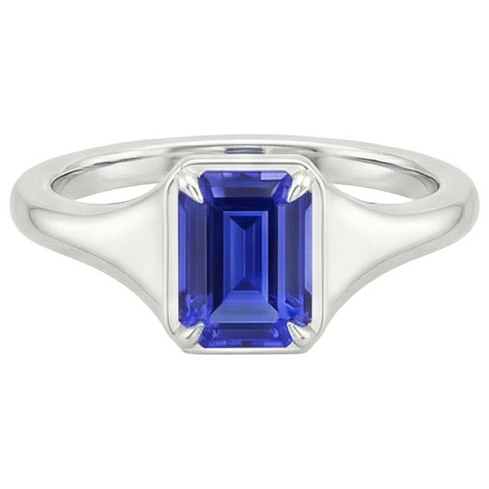 Natural Real ( Not Lab Grown )  Emerald Solitaire Ring Sri Lankan Sapphire 3 Carats