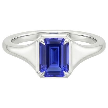 Natural Real ( Not Lab Grown )  Emerald Solitaire Ring Sri Lankan Sapphire 3 Carats