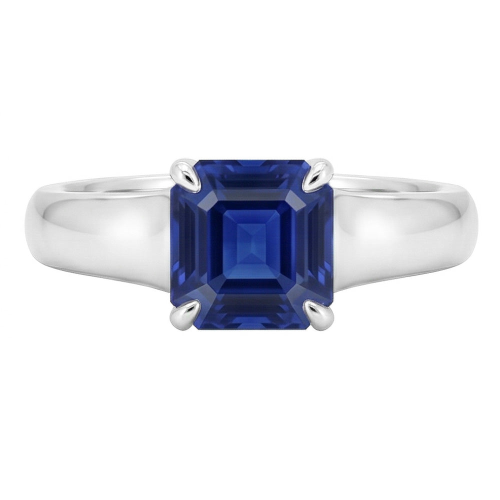 Natural Real ( Not Lab Grown )  Emerald Solitaire Sapphire Engagement Ring Set 1 Carat White Gold Band