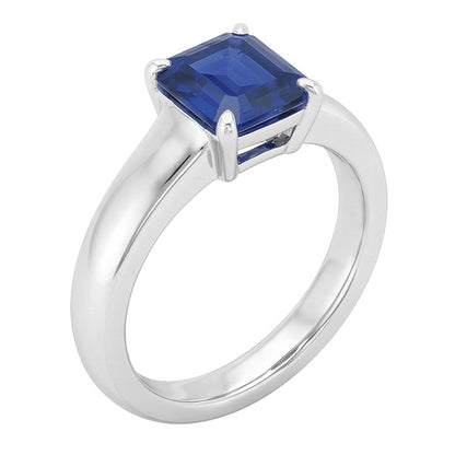 Natural Real ( Not Lab Grown )  Emerald Solitaire Sapphire Engagement Ring Set 1 Carat White Gold Band