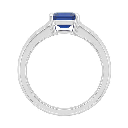 Natural Real ( Not Lab Grown )  Emerald Solitaire Sapphire Engagement Ring Set 1 Carat White Gold Band