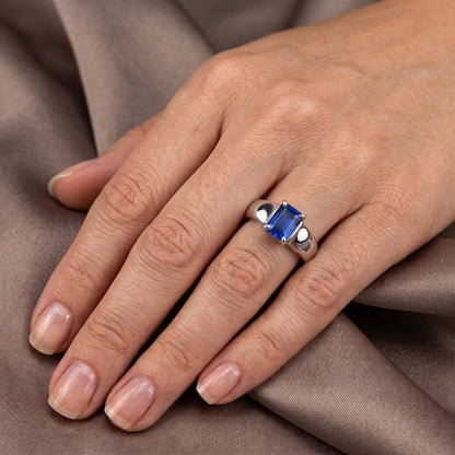 Natural Real ( Not Lab Grown )  Emerald Solitaire Sapphire Engagement Ring Set 1 Carat White Gold Band