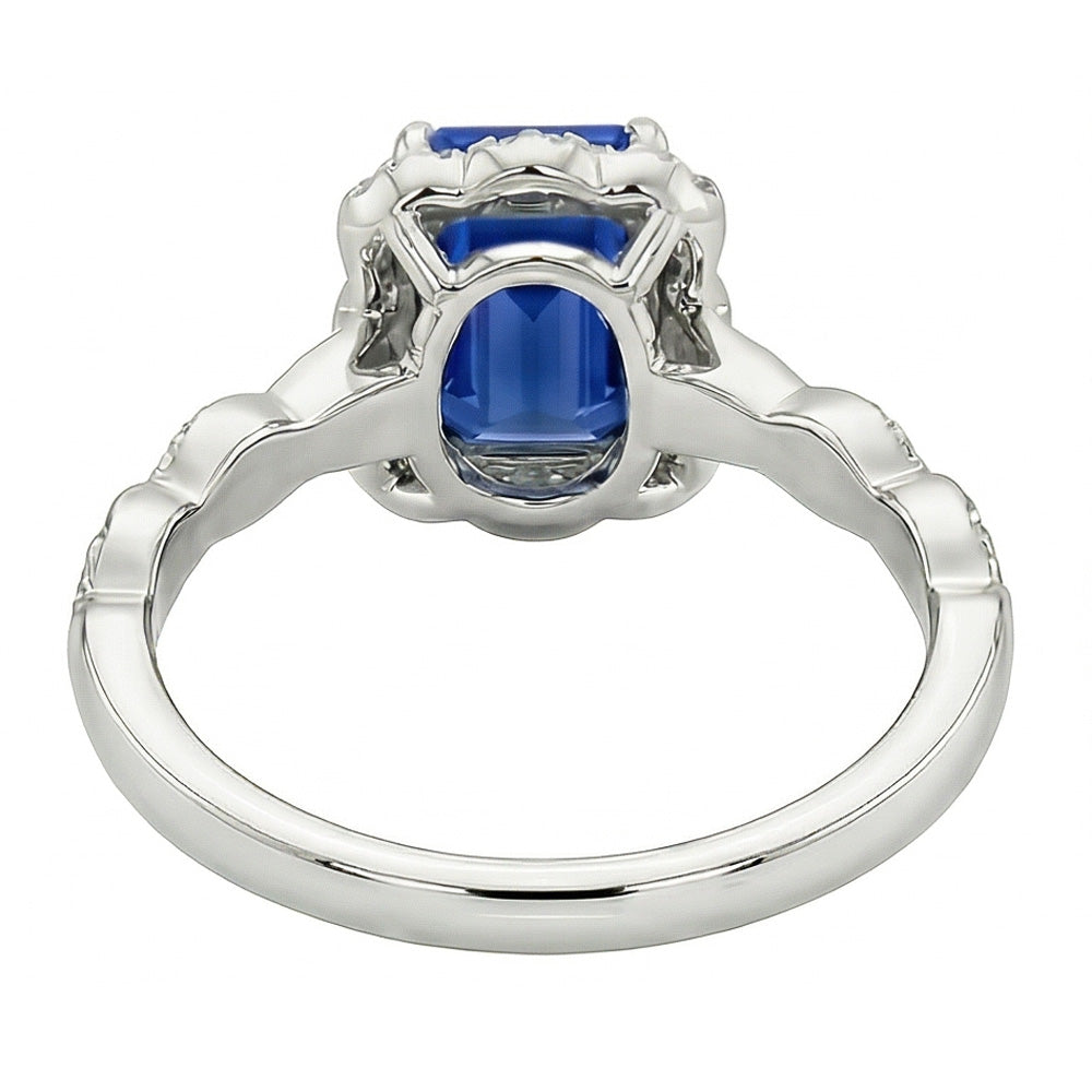 Natural Real ( Not Lab Grown )  Emerald Solitaire Sapphire Ring With Accents Flower Style 3 Carats
