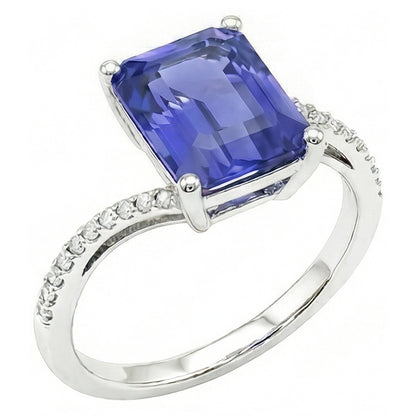 Natural Real ( Not Lab Grown )  Emerald Solitaire Wedding Ring Blue Sapphire 2.50 Carats