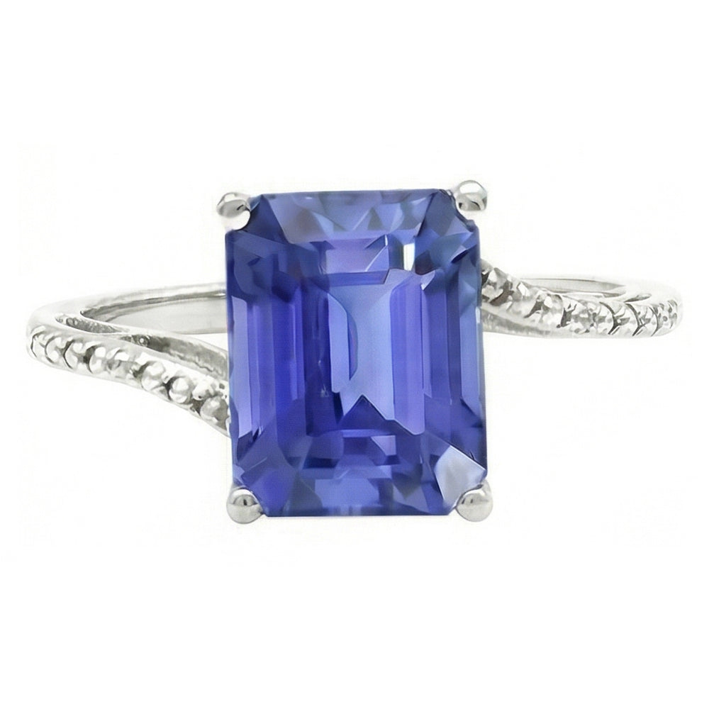 Natural Real ( Not Lab Grown )  Emerald Solitaire Wedding Ring Blue Sapphire 2.50 Carats