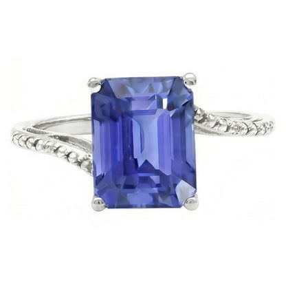 Natural Real ( Not Lab Grown )  Emerald Solitaire Wedding Ring Blue Sapphire 2.50 Carats