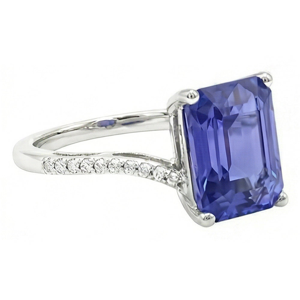 Natural Real ( Not Lab Grown )  Emerald Solitaire Wedding Ring Blue Sapphire 2.50 Carats