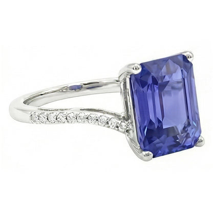 Natural Real ( Not Lab Grown )  Emerald Solitaire Wedding Ring Blue Sapphire 2.50 Carats