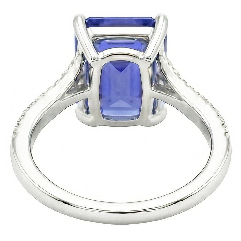Natural Real ( Not Lab Grown )  Emerald Solitaire Wedding Ring Blue Sapphire 2.50 Carats