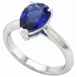 Natural Real ( Not Lab Grown )  Engagement Solitaire Ring Pear Cut Sri Lankan Sapphire 2 Carats