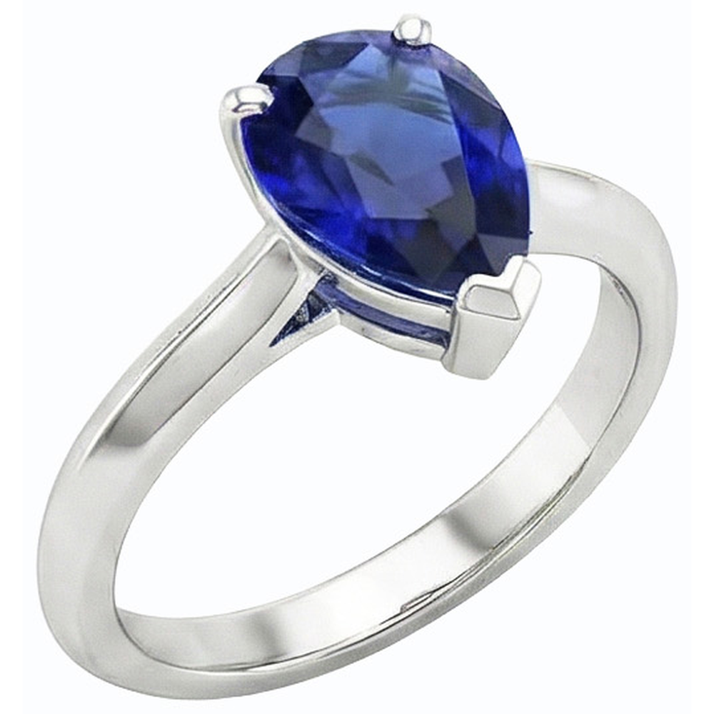 Natural Real ( Not Lab Grown )  Engagement Solitaire Ring Pear Cut Sri Lankan Sapphire 2 Carats