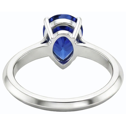 Natural Real ( Not Lab Grown )  Engagement Solitaire Ring Pear Cut Sri Lankan Sapphire 2 Carats