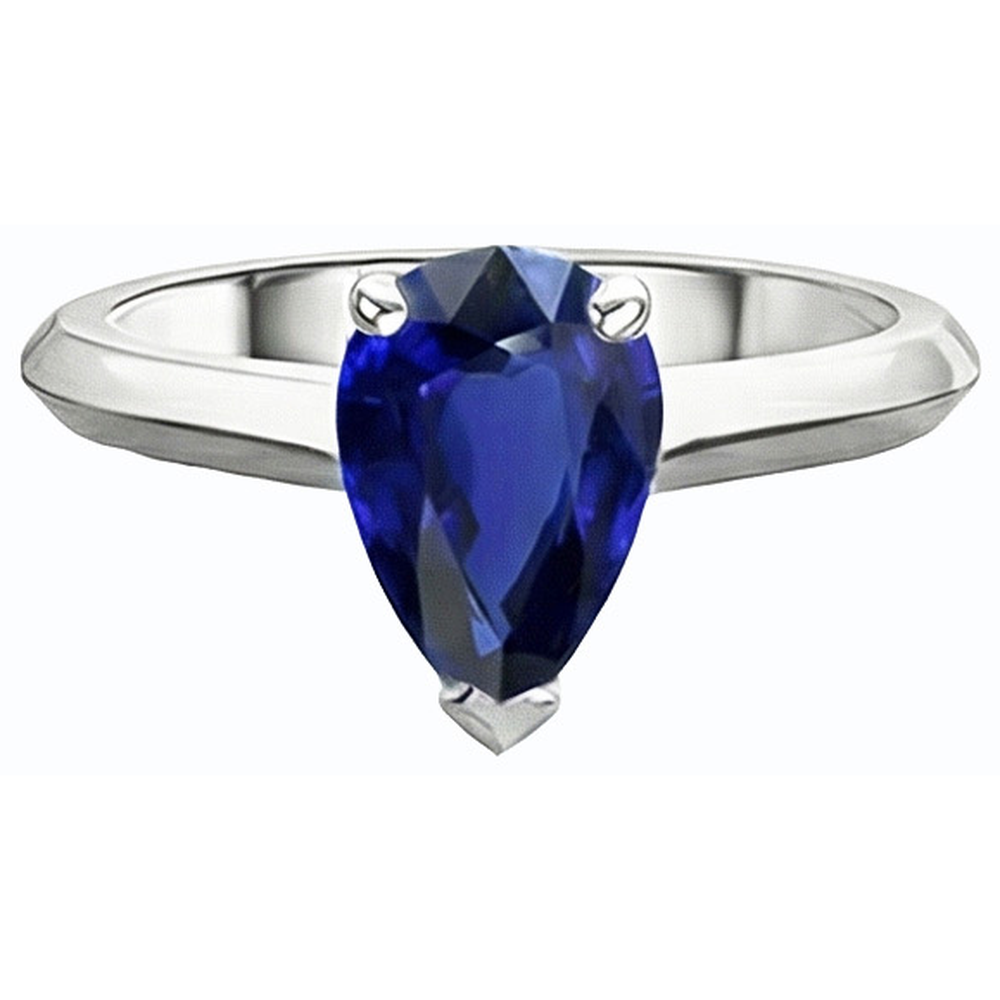Natural Real ( Not Lab Grown )  Engagement Solitaire Ring Pear Cut Sri Lankan Sapphire 2 Carats