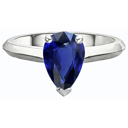 Natural Real ( Not Lab Grown )  Engagement Solitaire Ring Pear Cut Sri Lankan Sapphire 2 Carats