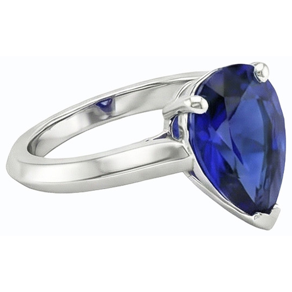 Natural Real ( Not Lab Grown )  Engagement Solitaire Ring Pear Cut Sri Lankan Sapphire 2 Carats