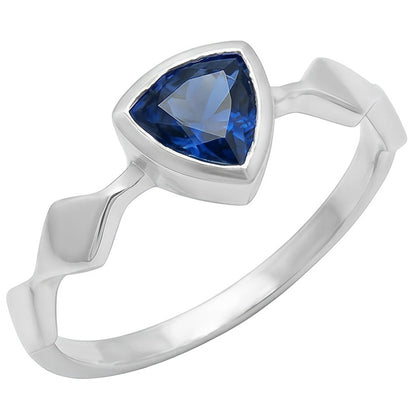 Natural Real ( Not Lab Grown )  Engagement Solitaire Ring Trillion Bezel Set Blue Sapphire 1 Carat