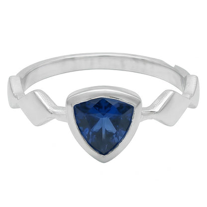 Natural Real ( Not Lab Grown )  Engagement Solitaire Ring Trillion Bezel Set Blue Sapphire 1 Carat