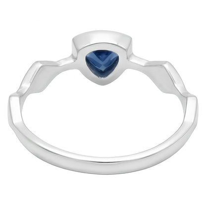 Natural Real ( Not Lab Grown )  Engagement Solitaire Ring Trillion Bezel Set Blue Sapphire 1 Carat