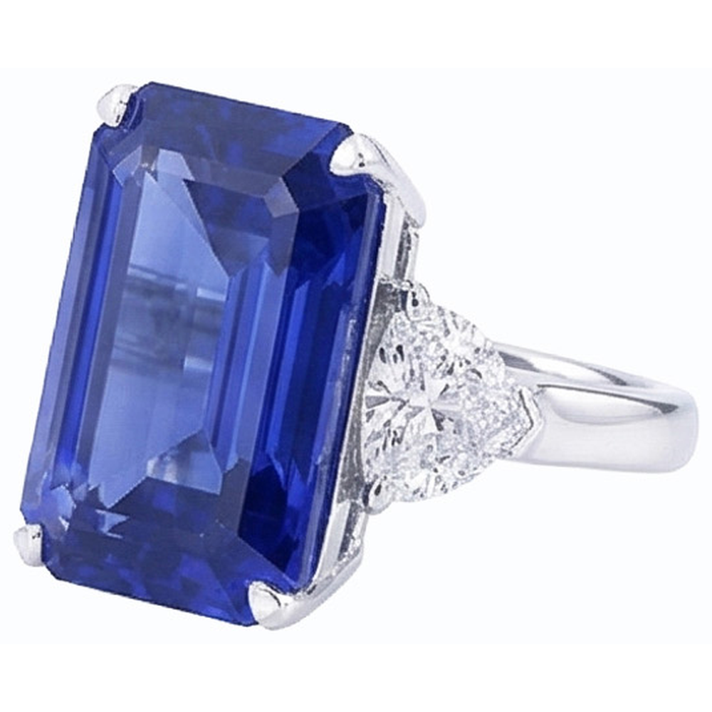 natural emerald sapphire 3.50ct ring top view