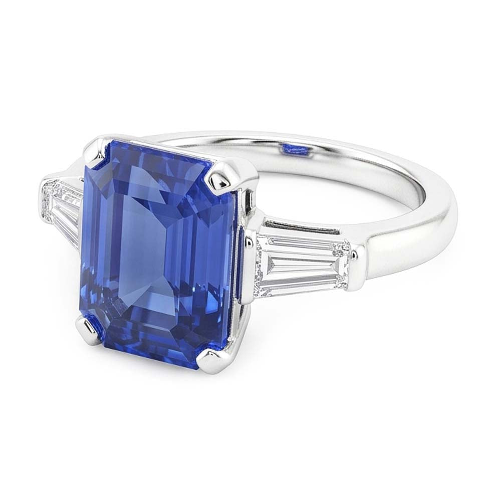 Natural Real ( Not Lab Grown )  Gemstone 3 Stone Ring Emerald Blue Sapphire 2.50 Carats Women Jewelry