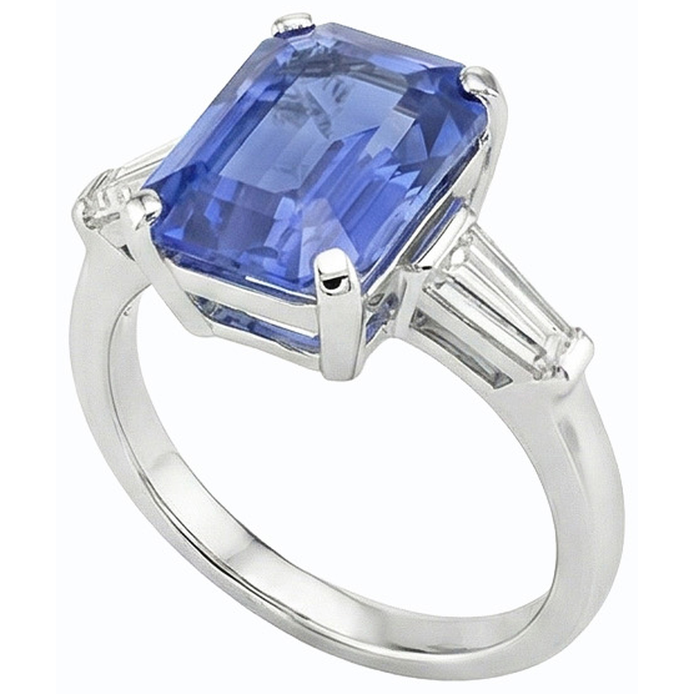 Natural Real ( Not Lab Grown )  Gemstone 3 Stone Ring Emerald Blue Sapphire 2.50 Carats Women Jewelry