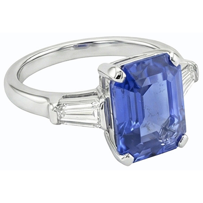 Natural Real ( Not Lab Grown )  Gemstone 3 Stone Ring Emerald Blue Sapphire 2.50 Carats Women Jewelry