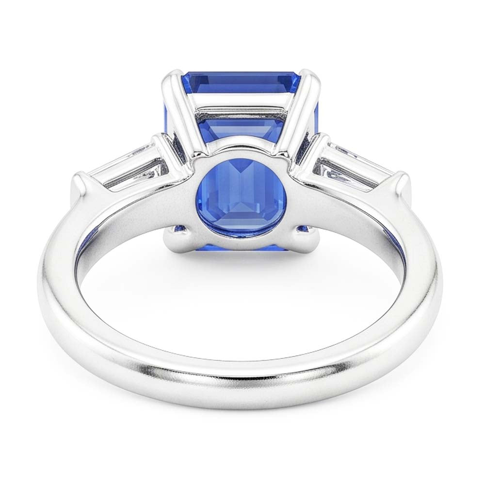 Natural Real ( Not Lab Grown )  Gemstone 3 Stone Ring Emerald Blue Sapphire 2.50 Carats Women Jewelry