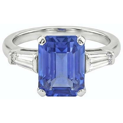 Natural Real ( Not Lab Grown )  Gemstone 3 Stone Ring Emerald Blue Sapphire 2.50 Carats Women Jewelry