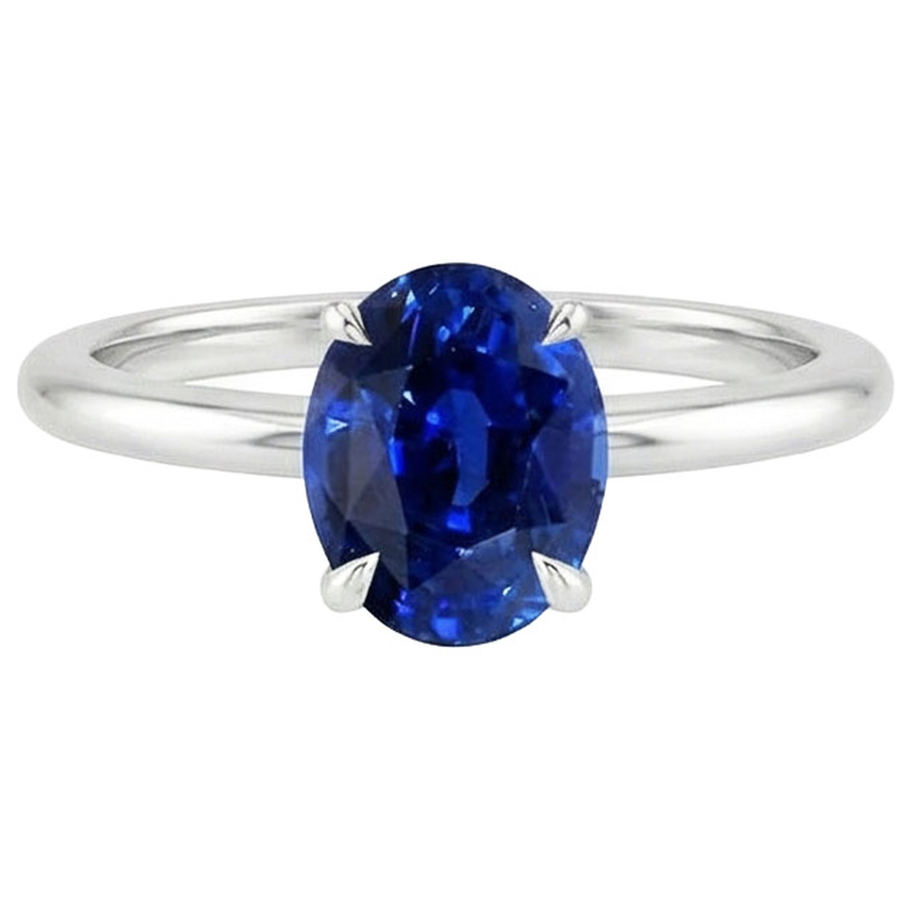 natural oval sapphire 2ct ring profile view