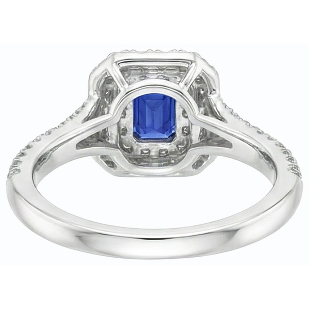 Natural Real ( Not Lab Grown )  Gemstone Double Halo Emerald Ceylon Sapphire Ring 3.50 Carats