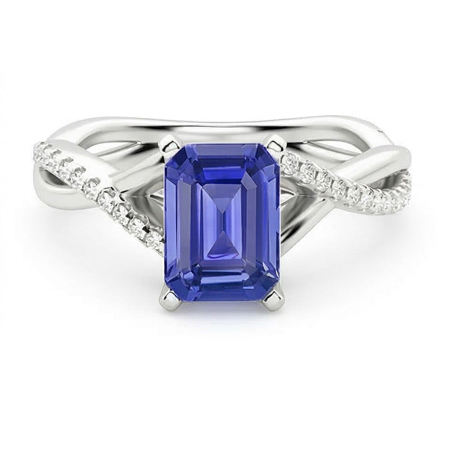 Natural Real ( Not Lab Grown )  Gemstone Emerald Sapphire Ring Gold Infinity Shank Jewelry 3 Carats
