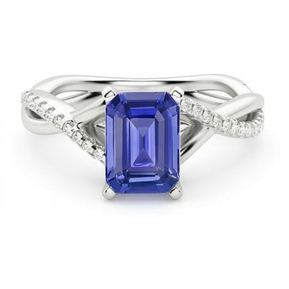Natural Real ( Not Lab Grown )  Gemstone Emerald Sapphire Ring Gold Infinity Shank Jewelry 3 Carats
