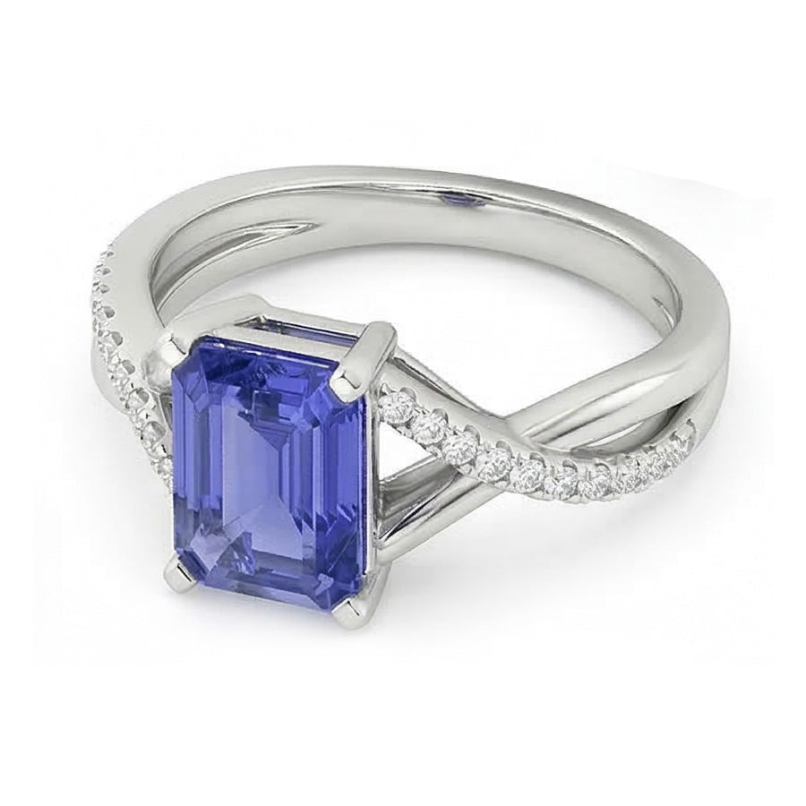 Natural Real ( Not Lab Grown )  Gemstone Emerald Sapphire Ring Gold Infinity Shank Jewelry 3 Carats