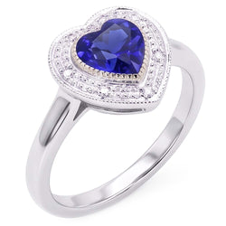 Natural Real ( Not Lab Grown )  Gemstone Engagement Halo Ring Heart Sri Lankan Sapphire 2 Carats